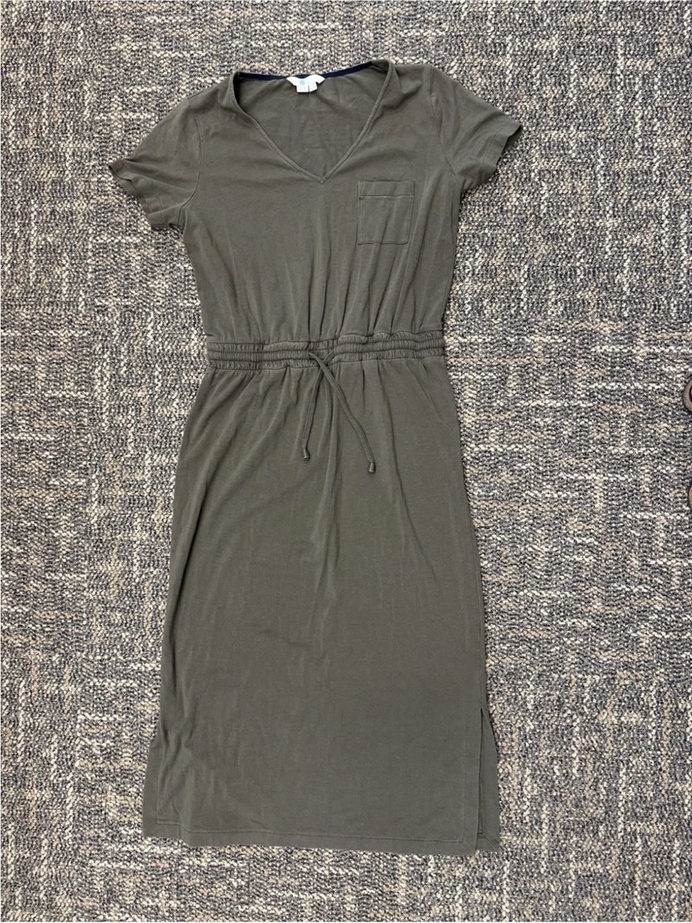 Boden Lola Cotton Modal Utility Dress Olive Green Cinched Waist 4R